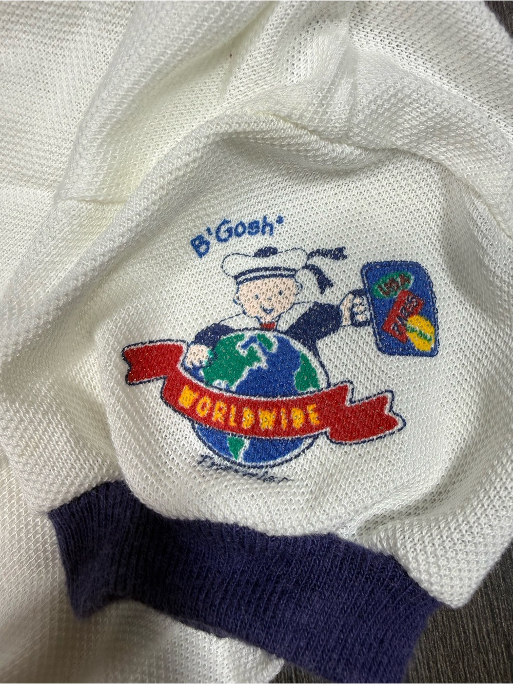 Vintage OshKosh B'gosh Navy Travel Stamp Printed Overalls - Picture 9 of 9